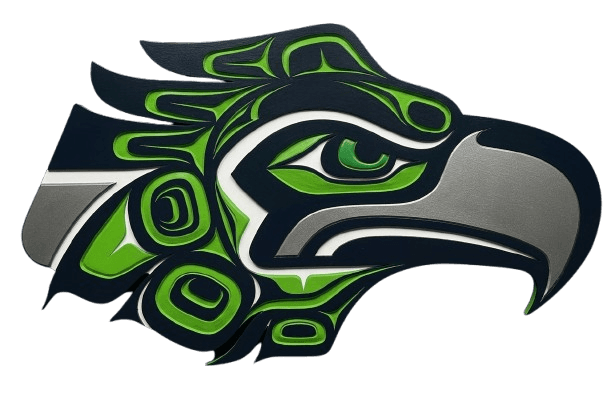 3D carved Decibel 12 hawk with silver beak