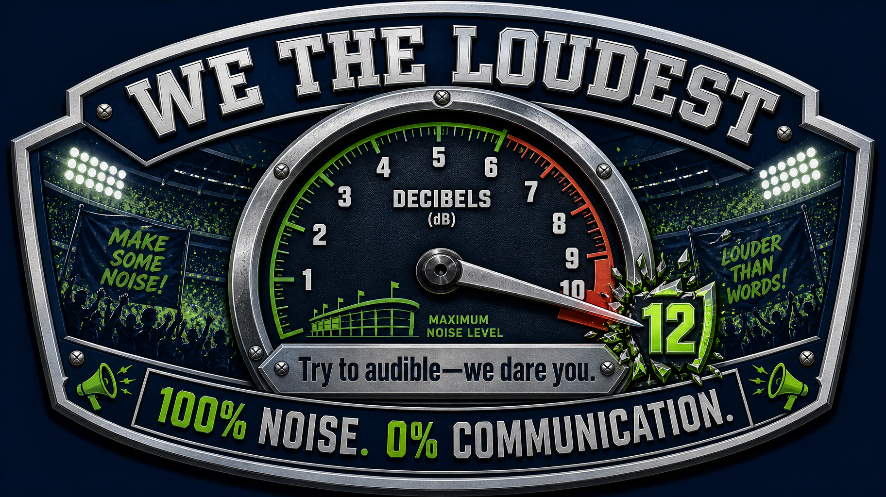 We The Loudest decibel gauge — 100% noise, 0% communication